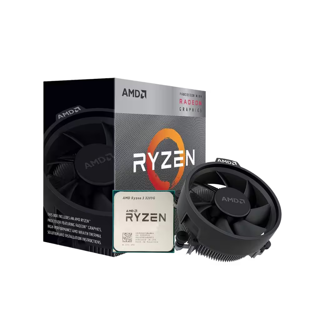 AMD Ryzen CPU packaging with散热器 on a white background