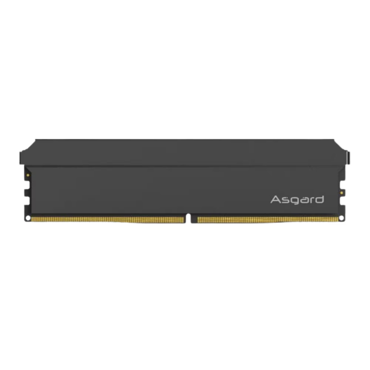 A dark gray Asgard brand DDR4 RAM memory module with gold-plated contacts, shown from a side profile view on a plain white background.