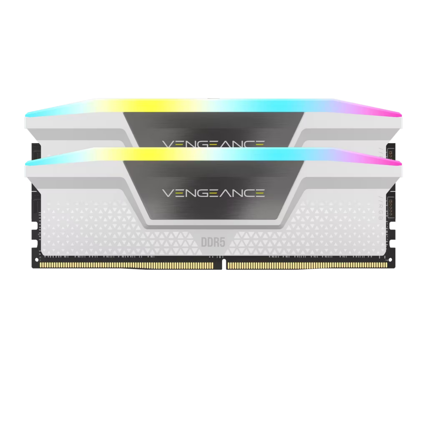 Two Vengeance RAM modules with RGB lighting on a white background