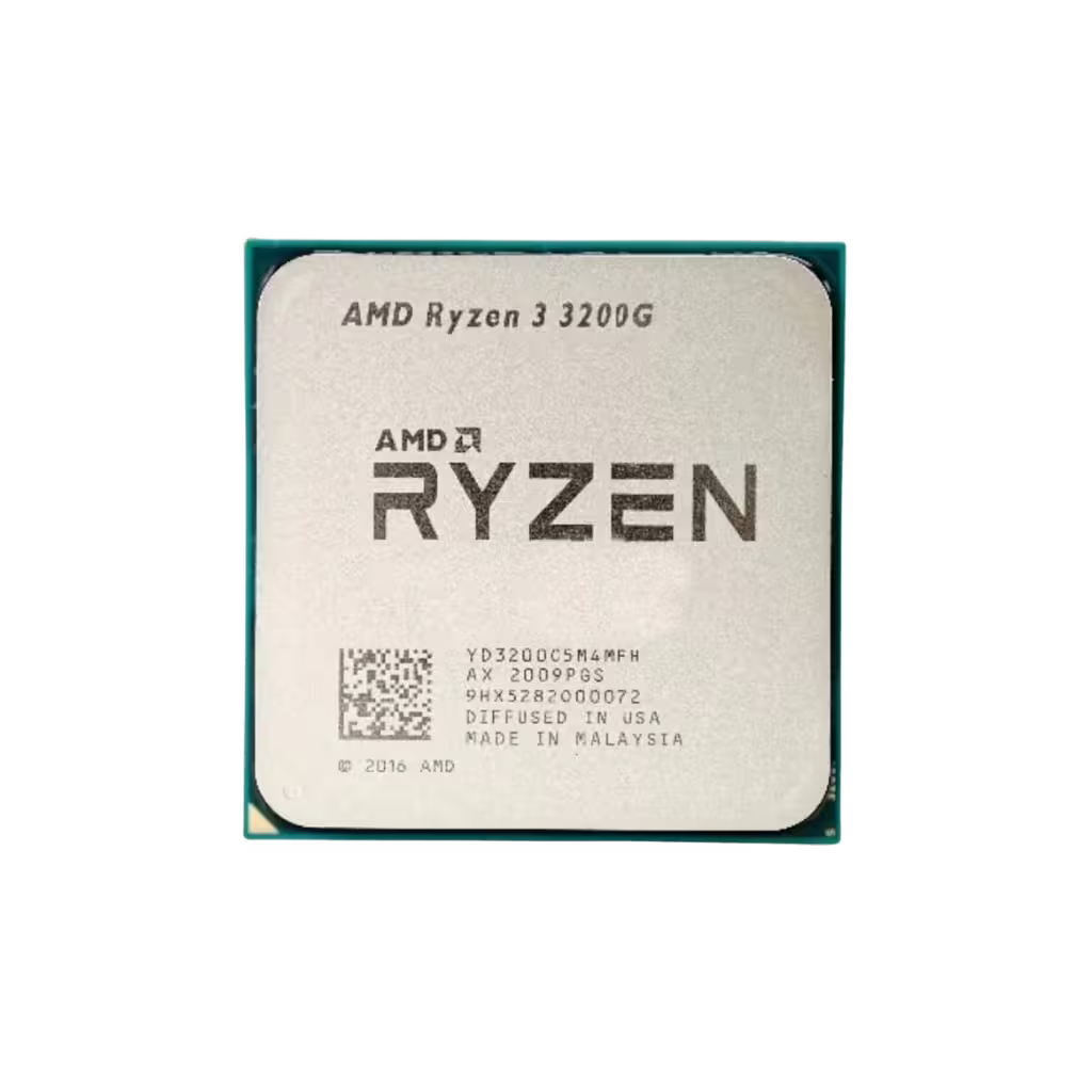 AMD Ryzen 3 3200G CPU on a white background
