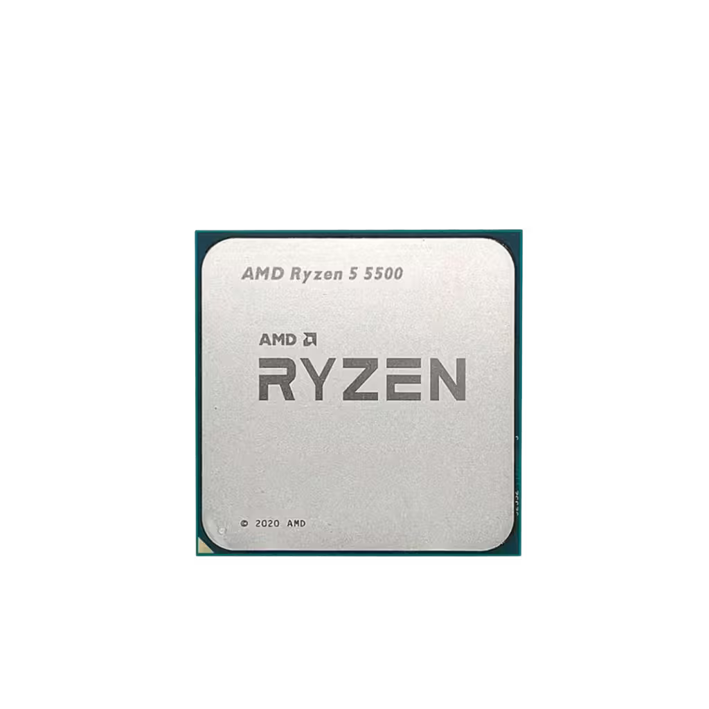 AMD Ryzen 5 5500 CPU on a white background