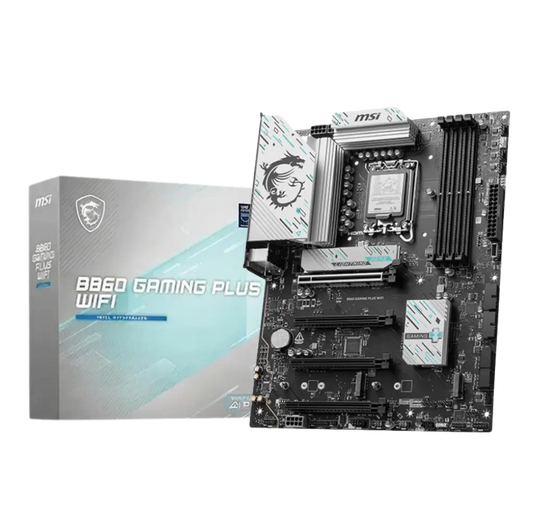 Motherboard with MSI packaging on a white background
