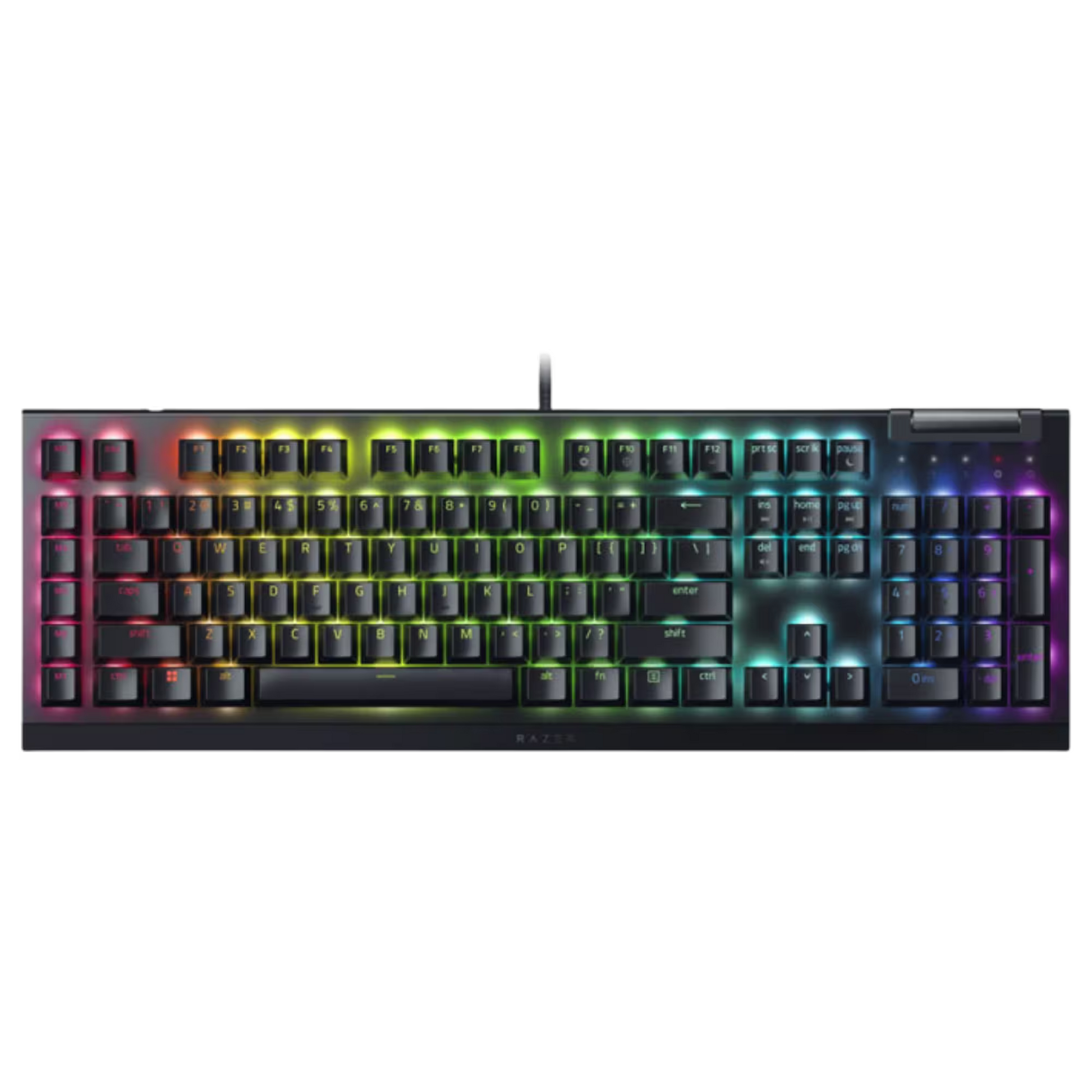 Gaming keyboard with RGB lighting on a white background