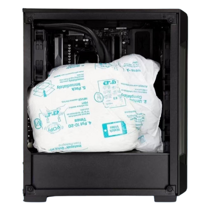 Instapak Instant Mini Foam expanding inside a PC case to protect graphics card during shipping