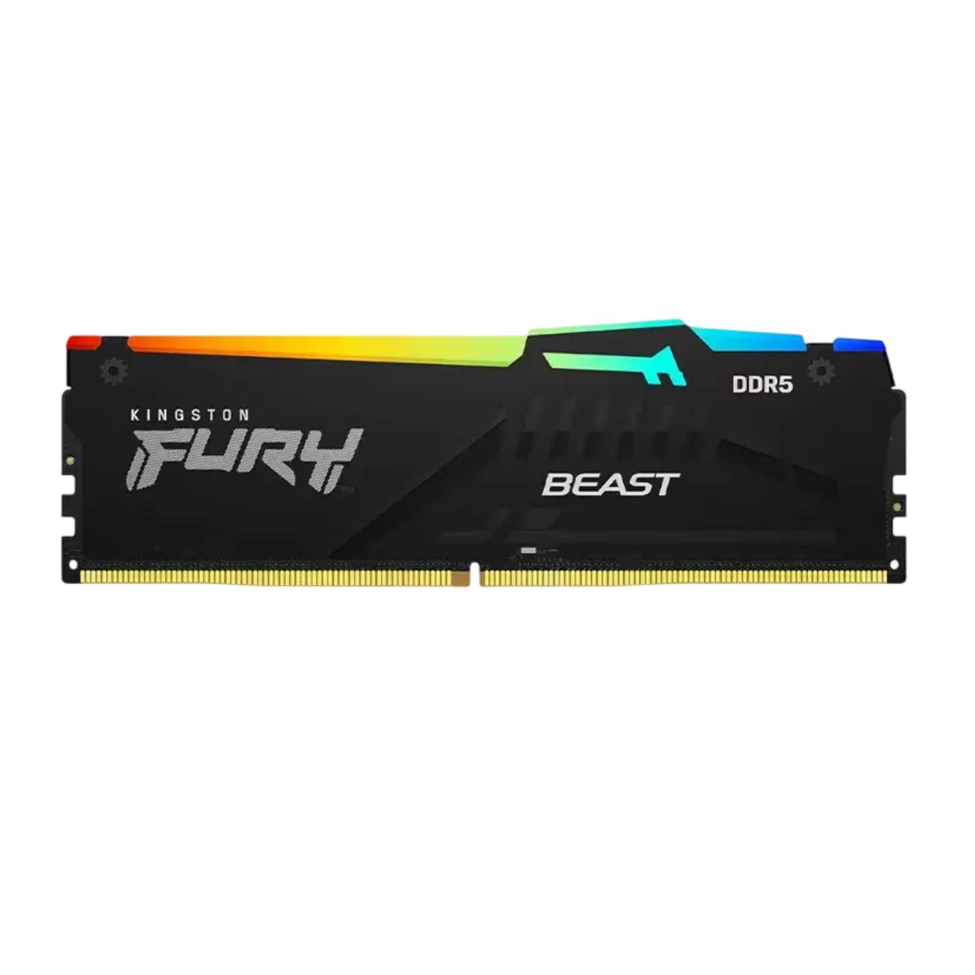 Kingston FURY Beast RGB DDR5 5200MHz RAM with synchronized neon lighting effects