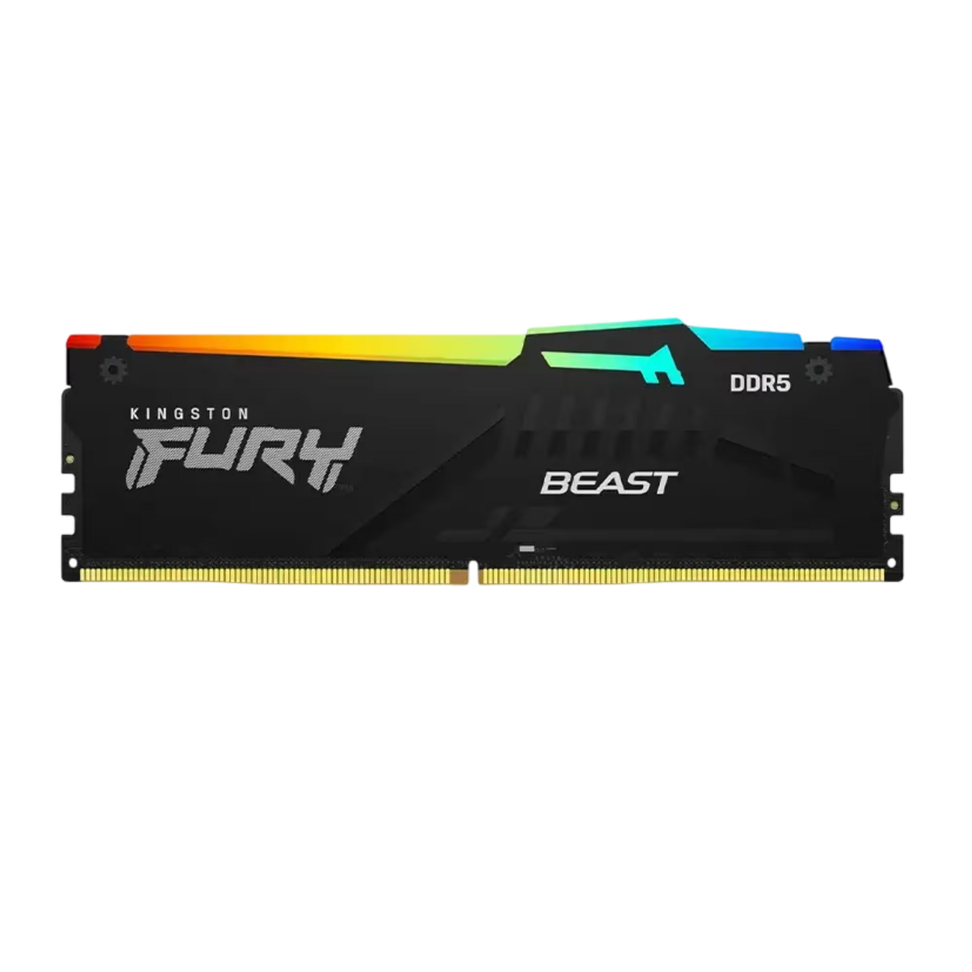 Kingston FURY Beast RGB DDR5 5200MHz RAM with synchronized neon lighting effects