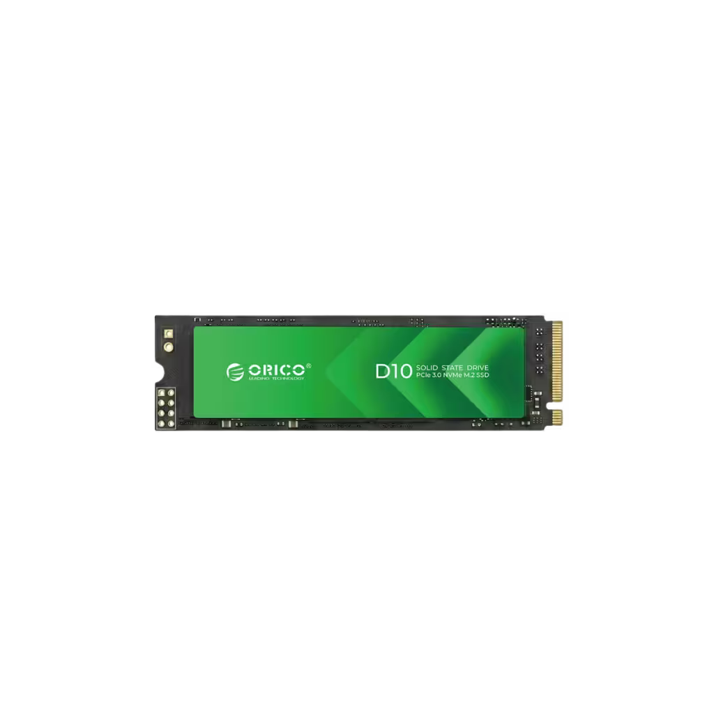 Orico D10 M.2 NVMe SSD showing the 2280 form factor and high-speed PCIe Gen3 interface