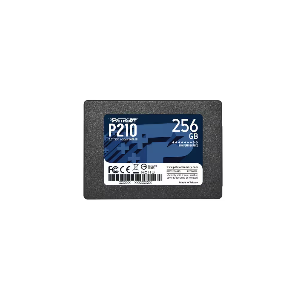 Patriot P210 2.5-inch SATA III SSD featuring a slim 7mm design for universal laptop and desktop compatibility