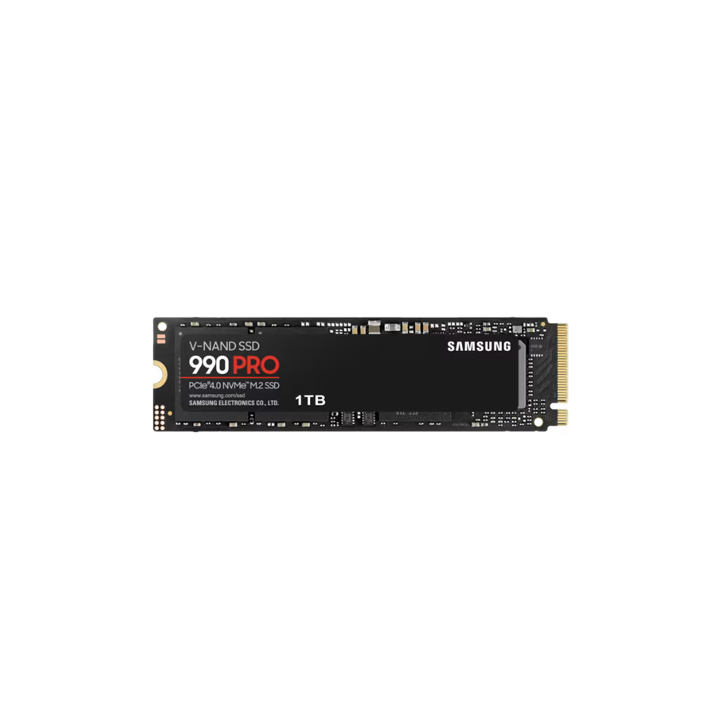 Samsung 990 Pro NVMe SSD with 7450MB/s read speed performance for high-end PC gaming and PS5