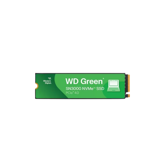 WD Green SN3000 NVMe SSD showing its slim single-sided M.2 2280 profile for thin laptop compatibility