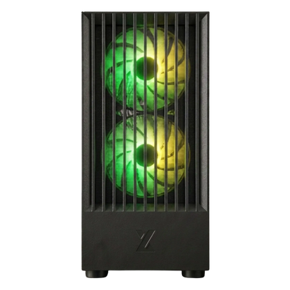 XONAZ RTX 5060 8GB graphics card showing custom RGB lighting in a mid-tower PC case, optimized for 1440p gaming