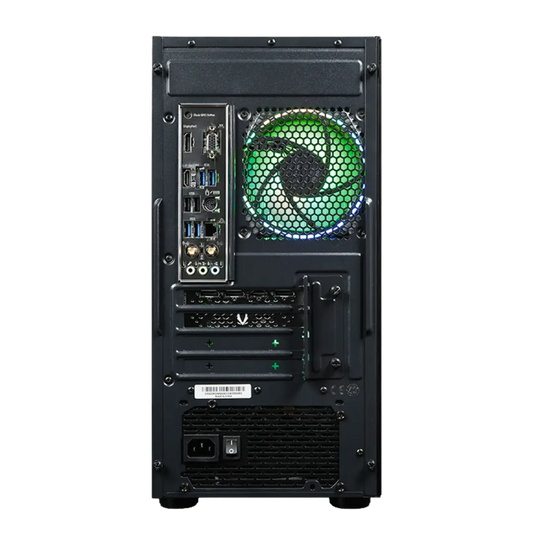 XONAZ RTX 5060 8GB graphics card showing custom RGB lighting in a mid-tower PC case, optimized for 1440p gaming